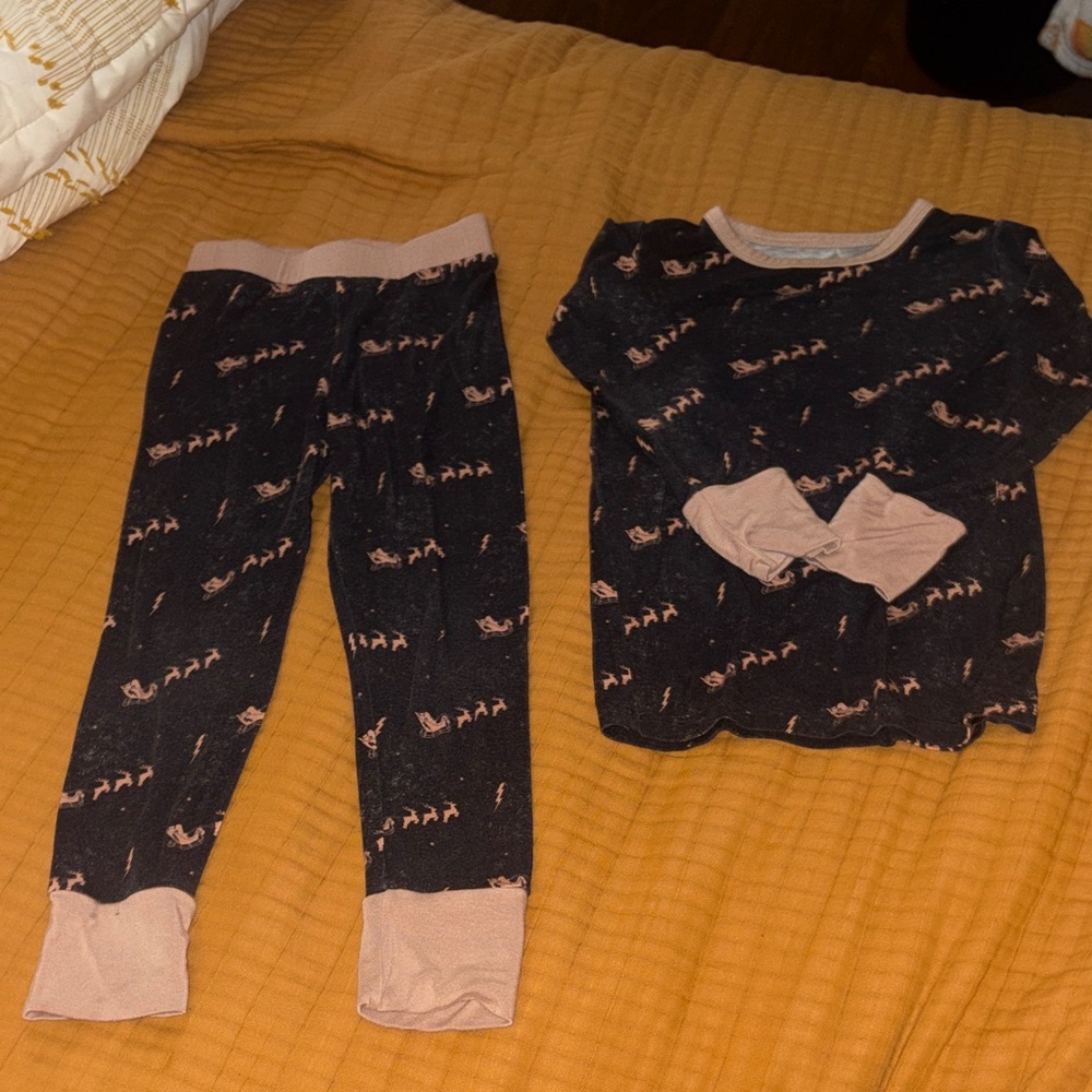 Santa and reindeer black and tan bamboo pajamas